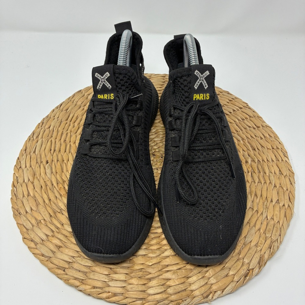 X PARIS Black Knit Sneakers Men's 7.5 Women's 9 EUR 40 Athletic Running Shoes - Picture 2 of 10